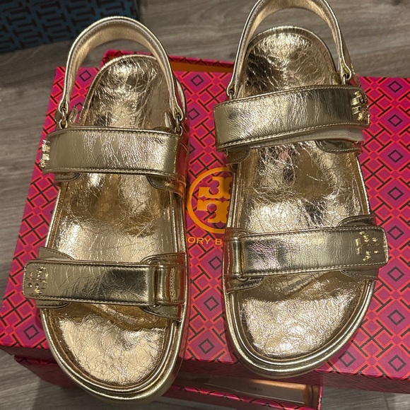 Tory Burch Kira Sports Gold Sandals